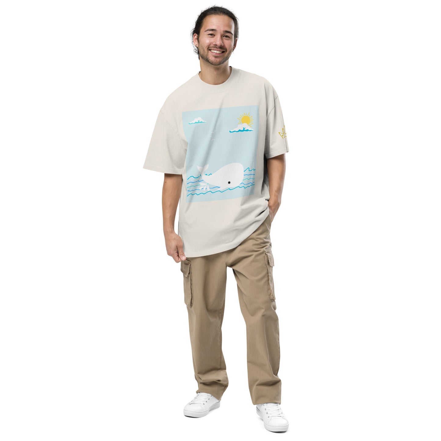 Happy Moby on Waves Oversized T-shirt