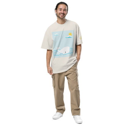 Happy Moby on Waves Oversized T-shirt