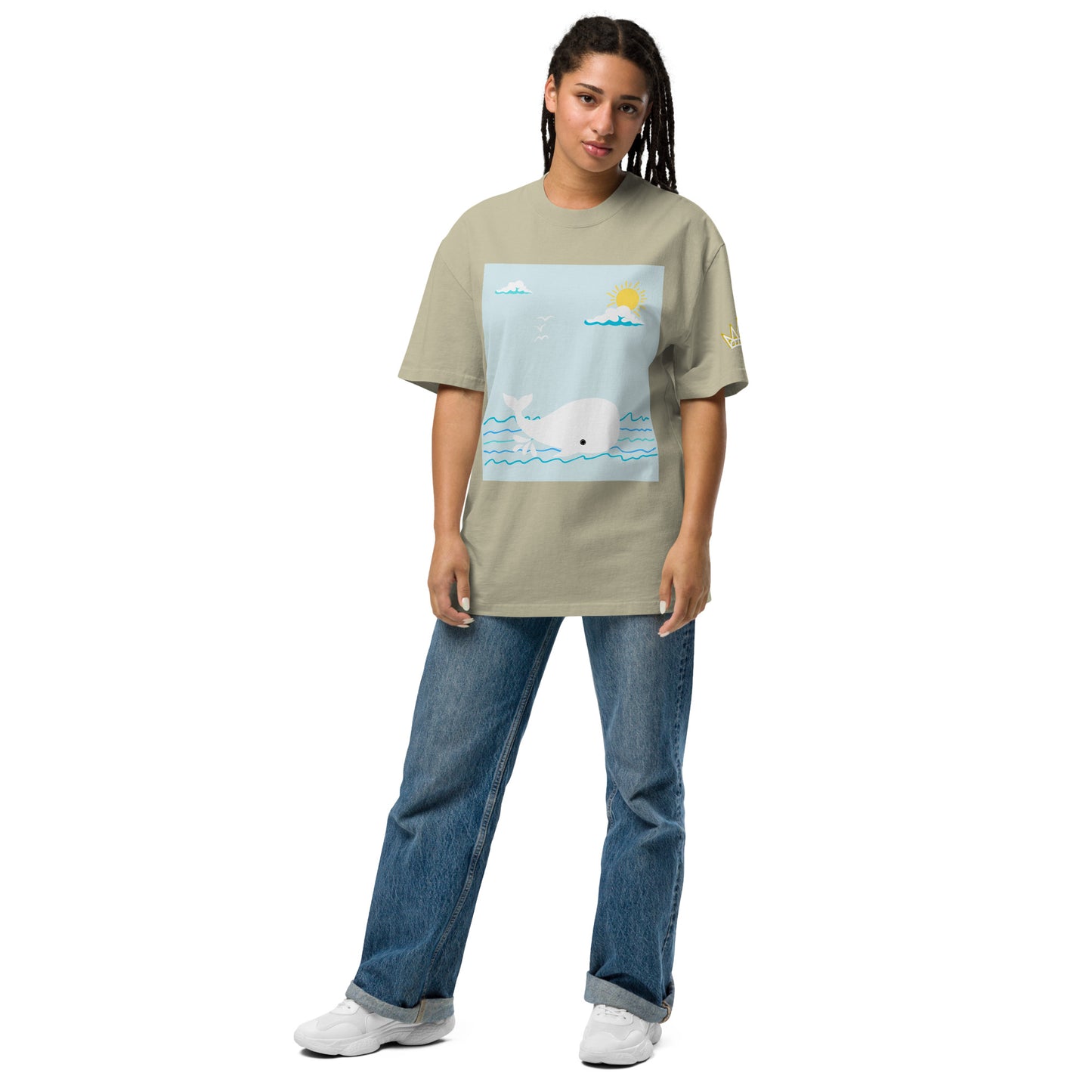 Happy Moby on Waves Oversized T-shirt